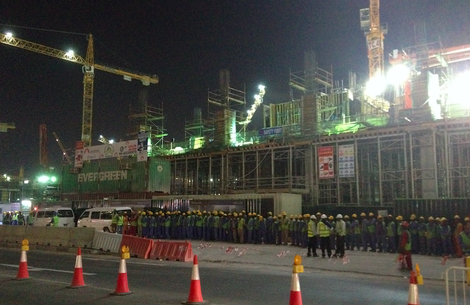 A construction site in Qatar. Photo taken by Sam Bollier. 