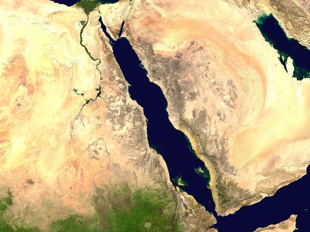 Satellite view of the Middle East